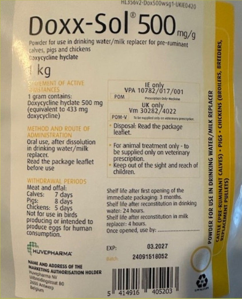 Doxx-Sol (Doxycycline Hyclate) 200grms to treat 50 Pigeons