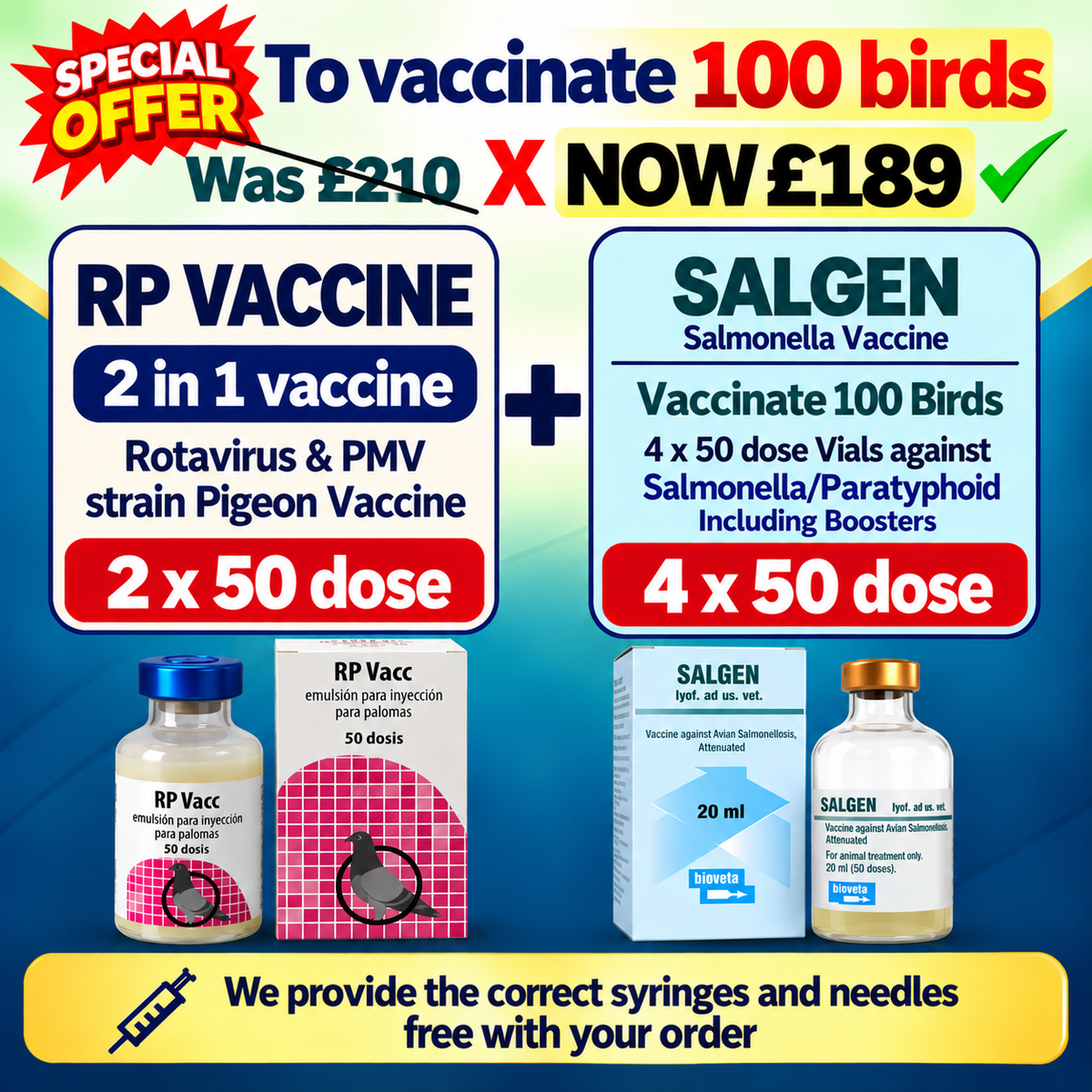 Rotavirus ,PMV and Salgen Salmonella - 100 dose vaccine offer Pack