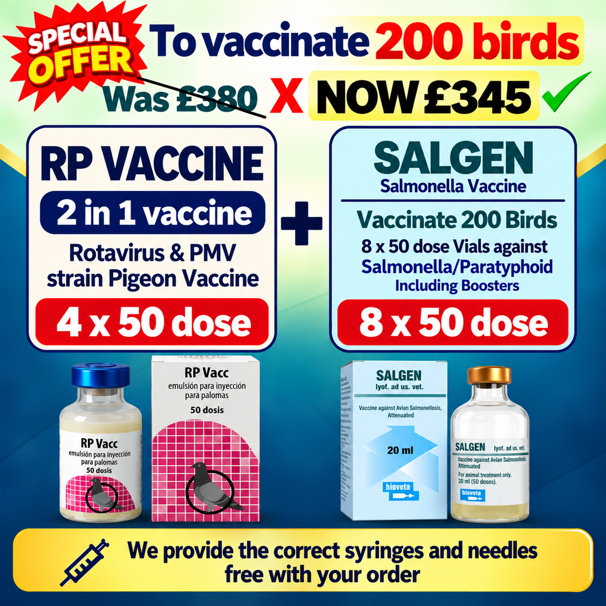 Rotavirus ,PMV and Salgen Salmonella - 200 dose vaccine offer Pack
