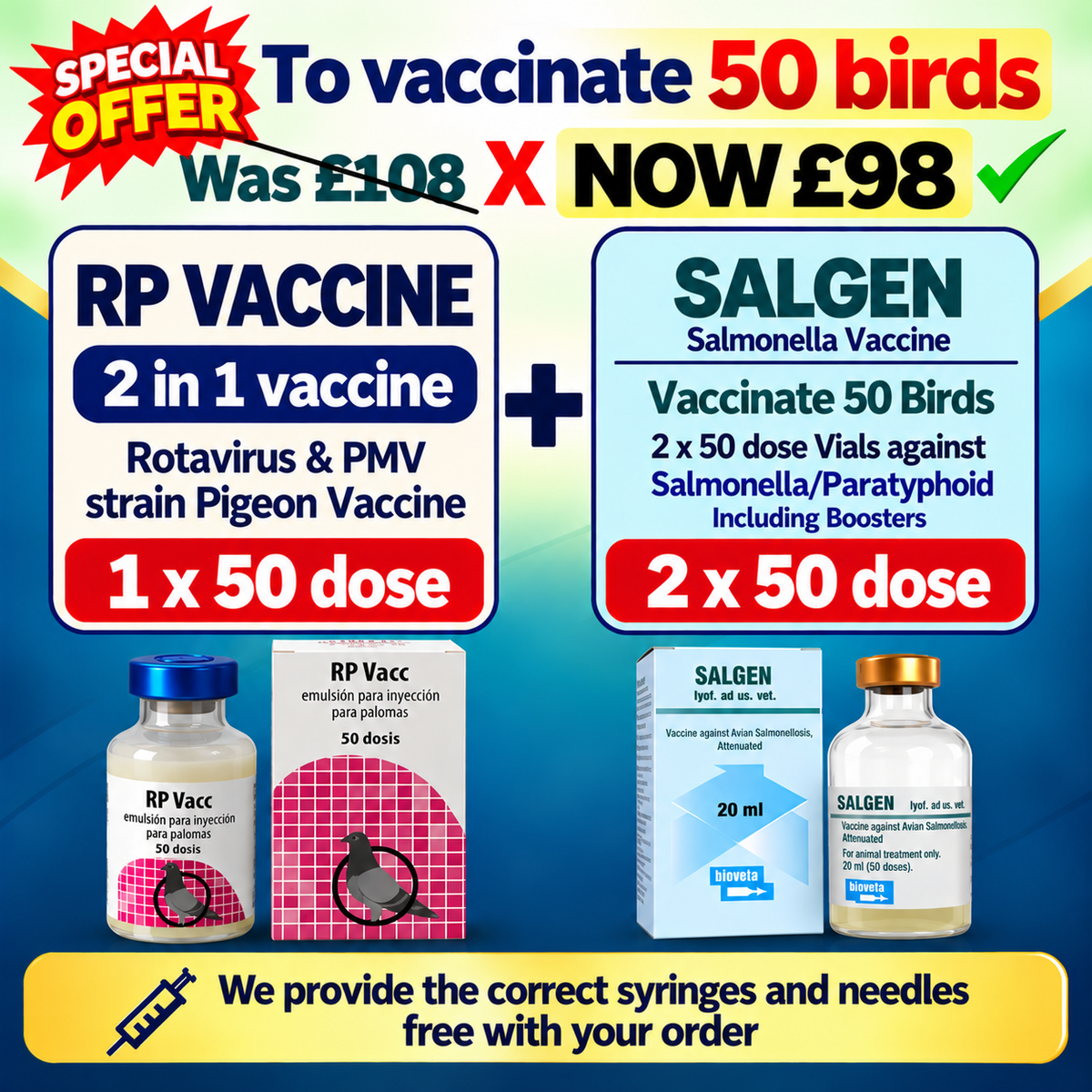 Rotavirus ,PMV and Salgen Salmonella - 50 dose vaccine offer Pack