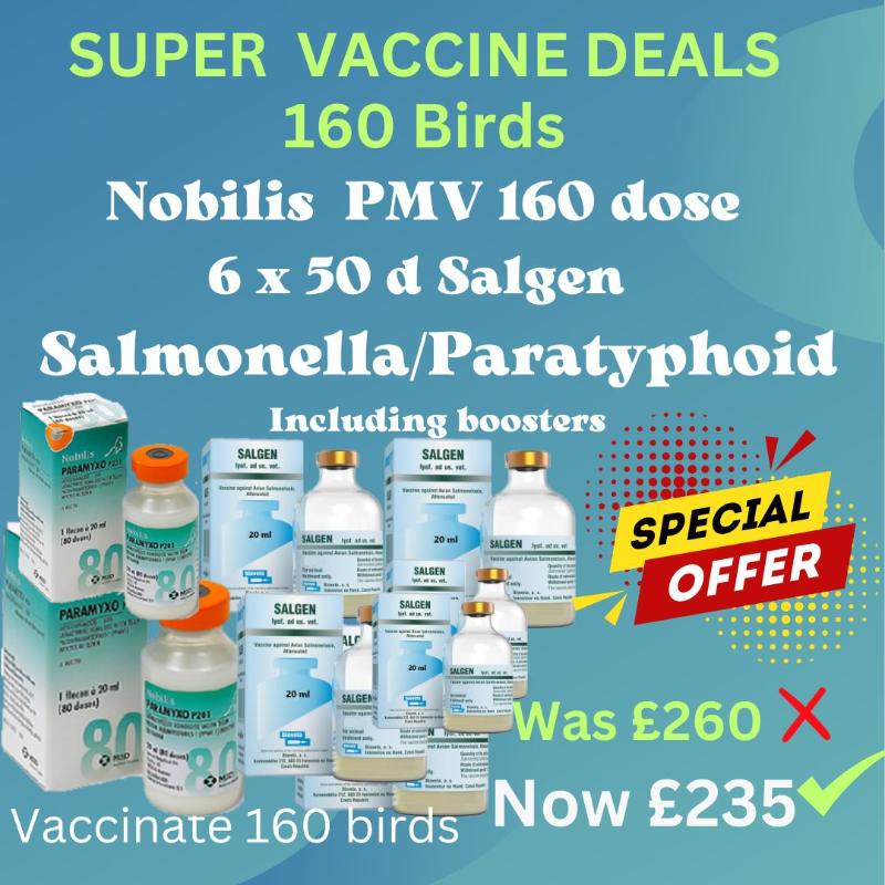 Nobilis PMV Paramxyo 160 Dose Vaccine & 6 x Salgen Salmonella Vaccine Offer