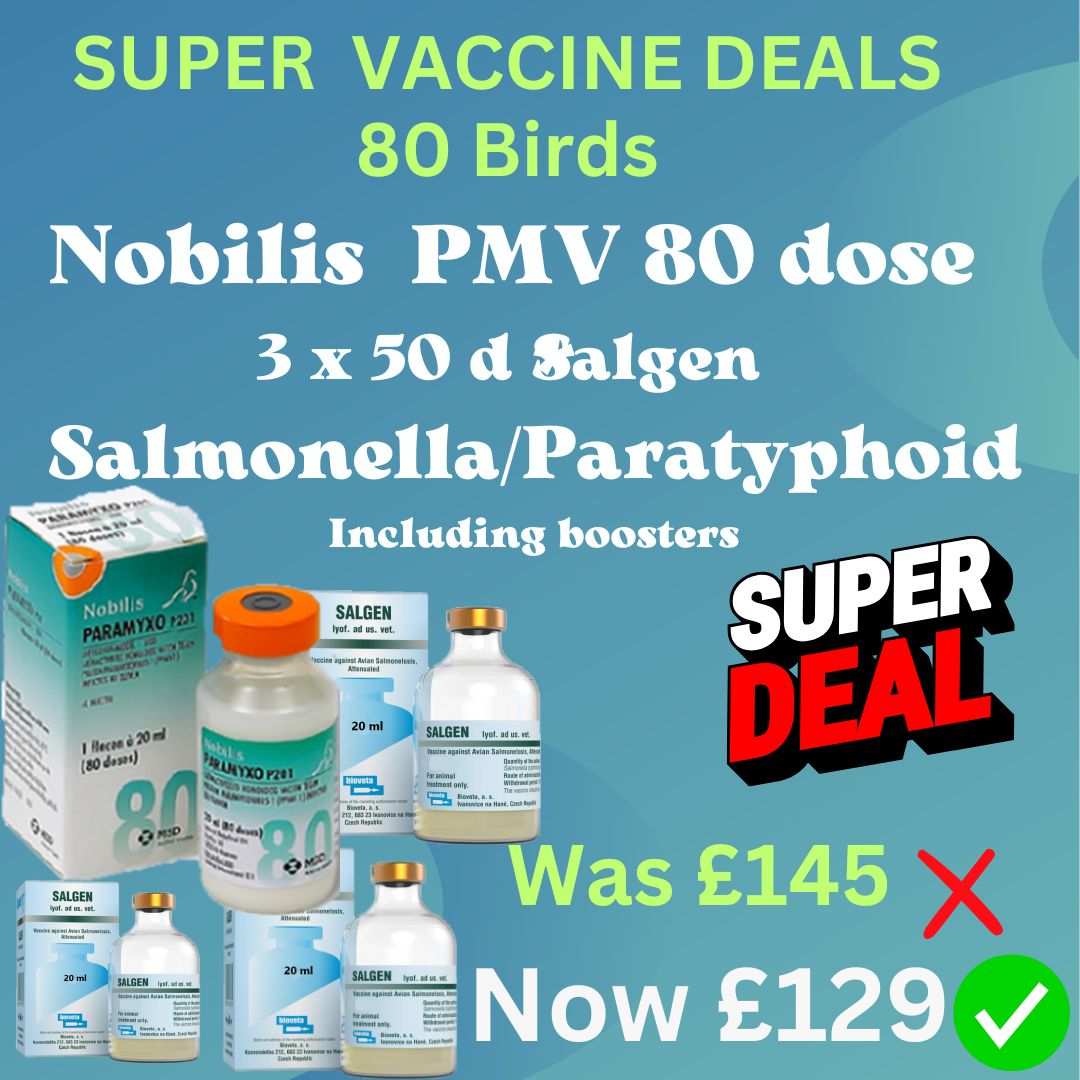 Offre : vaccin Nobilis PMV Paramxyo 80 doses et 3 vaccins Salgen contre la salmonelle