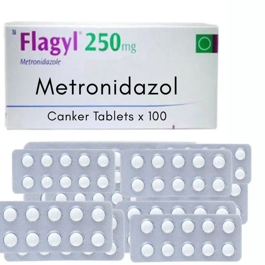 Flagyl 250mg Canker  100 x 25mg tablets to treat 100 birds (Copy)