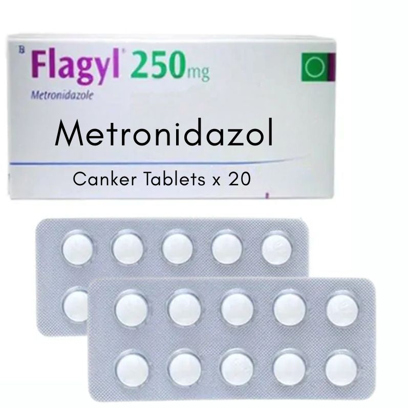 Flagyl 250mg Canker  20 x 25mg tablets to treat 20 birds