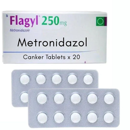 Flagyl 250mg Canker  20 x 25mg tablets to treat 20 birds