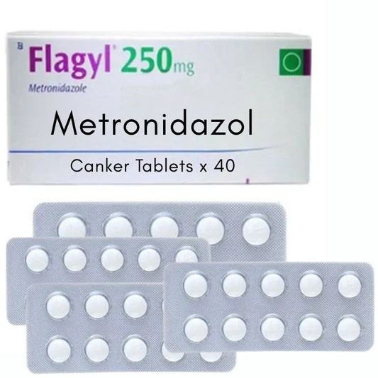 Flagyl 250mg Canker  40 x 25mg tablets to treat 40 birds