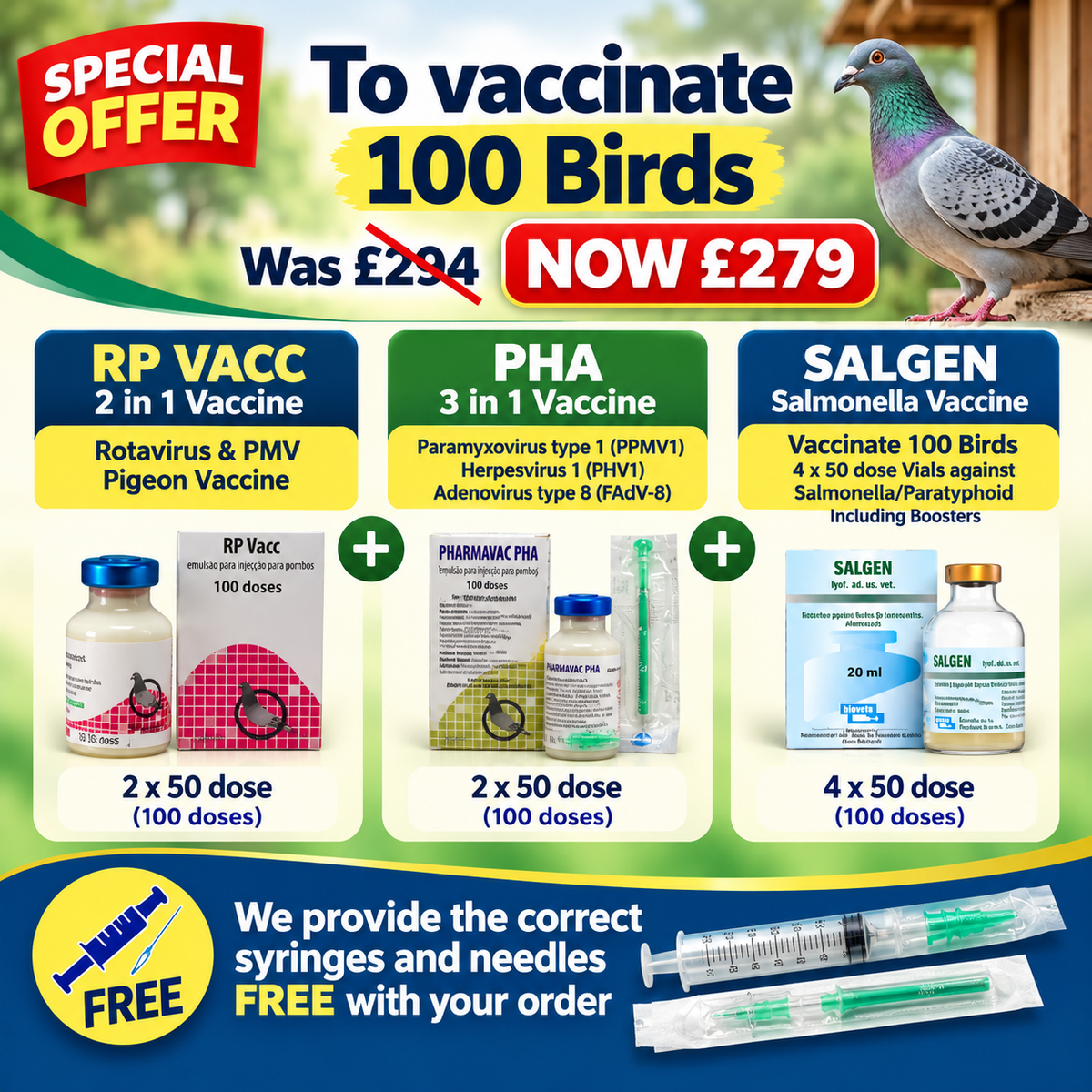 RP 2 in 1  + PHA 3 in 1  + Salgen Salmonella Vaccine 100d