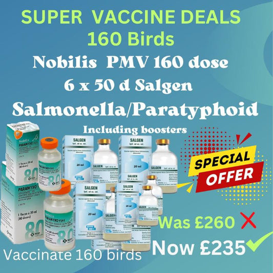Nobilis PMV Paramxyo 160 Dose Vaccine & 6 x Salgen Salmonella Vaccine Offer