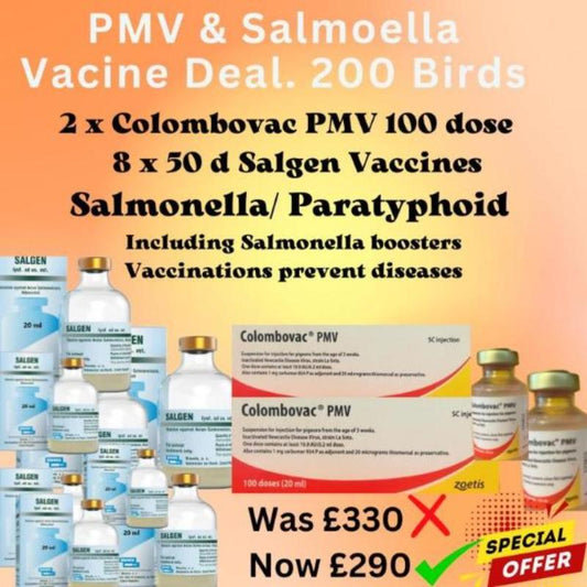 Colombovac 200 Dose & 8 x 50 Dose Salmonella Vaccine Offer Pack Including Boosters