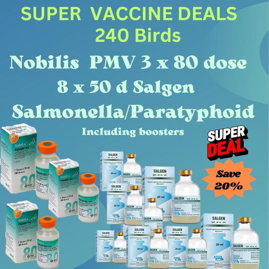 Nobilis PMV Paramxyo 240 Dose Vaccine & 8 x Salgen Salmonella Vaccine Offer