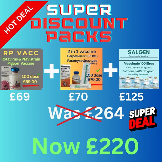 Super Pack Deal 100 birds  Vaccine  RP +Herpies + Salmonella