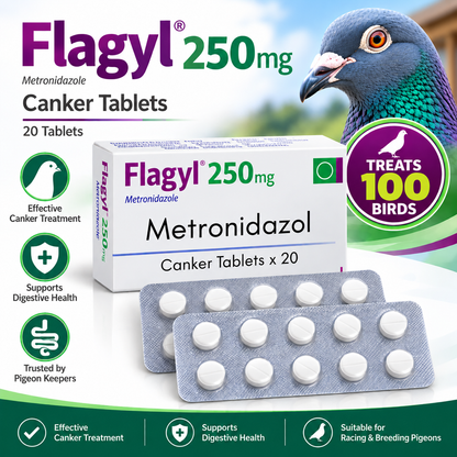 Flagyl 250mg Canker  100 x 25mg tablets to treat 100 birds