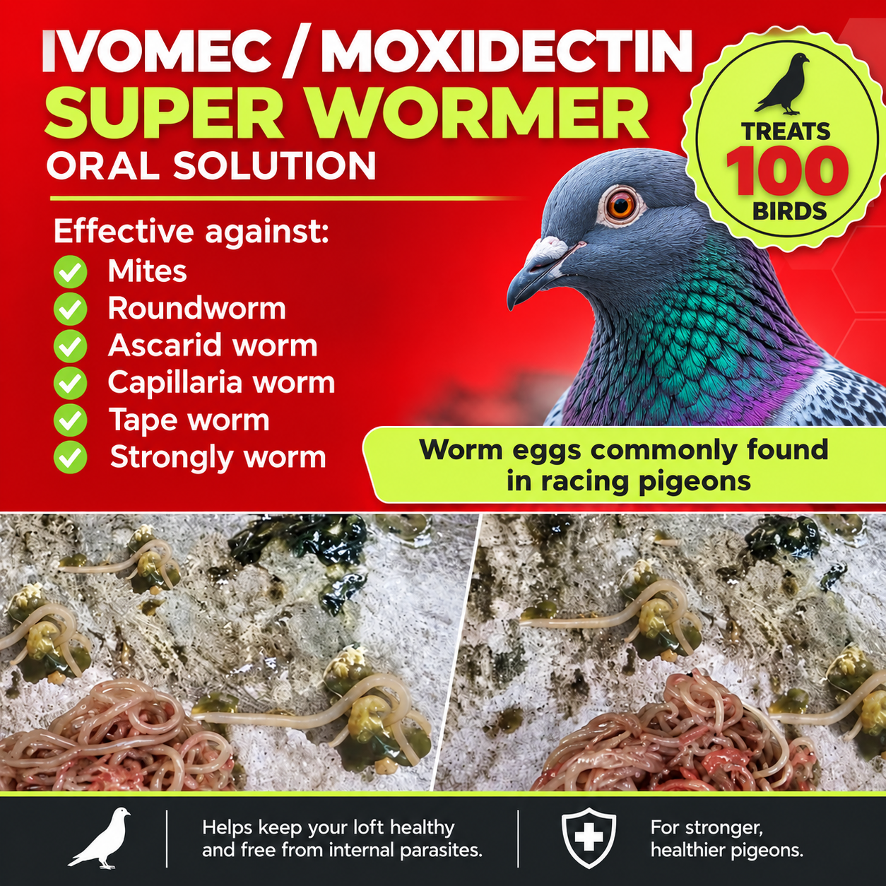IVOMEC/Moxidectin  Super Wormer 200ml Oral Solution 100 birds
