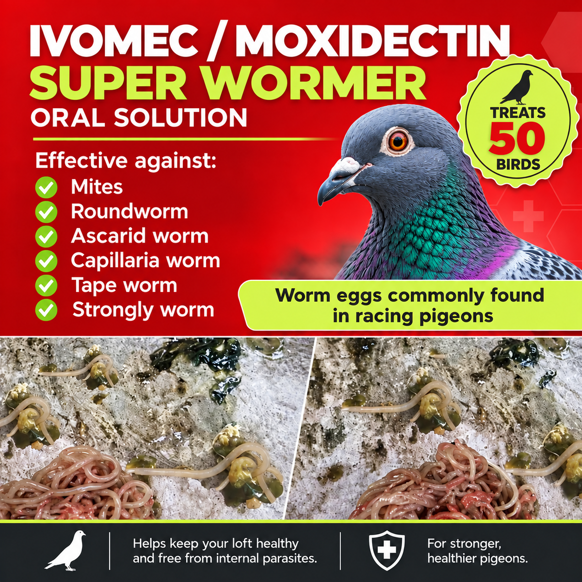 IVOMEC/Moxidectin  Super Wormer 100ml Oral Solution 50 birds